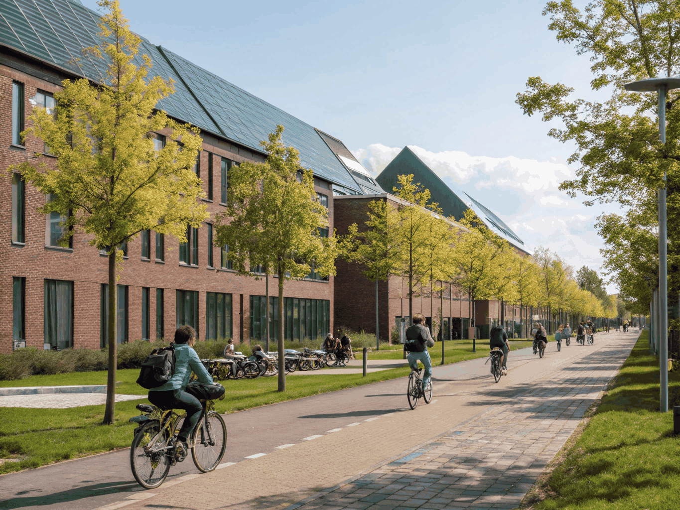 Modern sustainable university campus building in the Netherlands